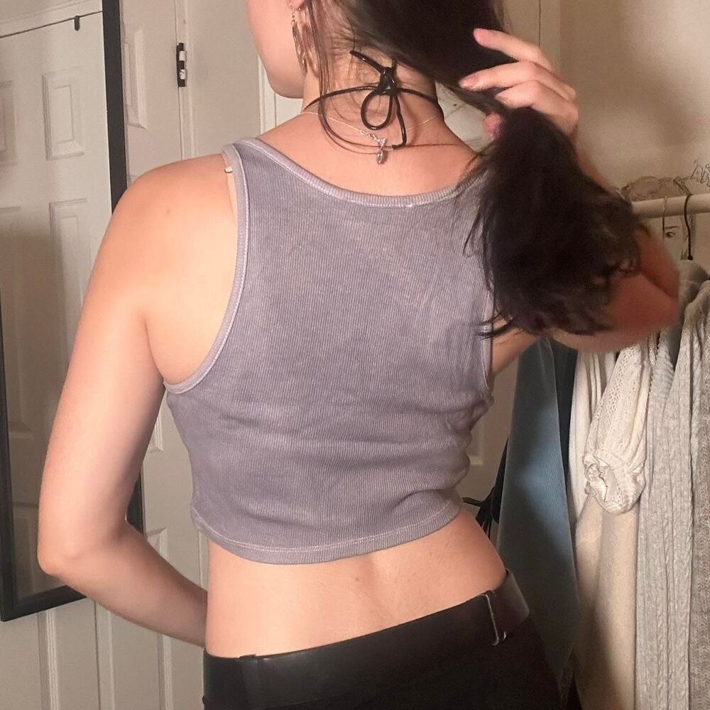 grey tank crop top, great for layering & for alt baddies 🩶 - Picture 5 of 5